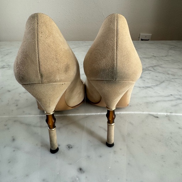 Gucci Suede Heels with Bamboo heel accent. - Picture 8 of 11